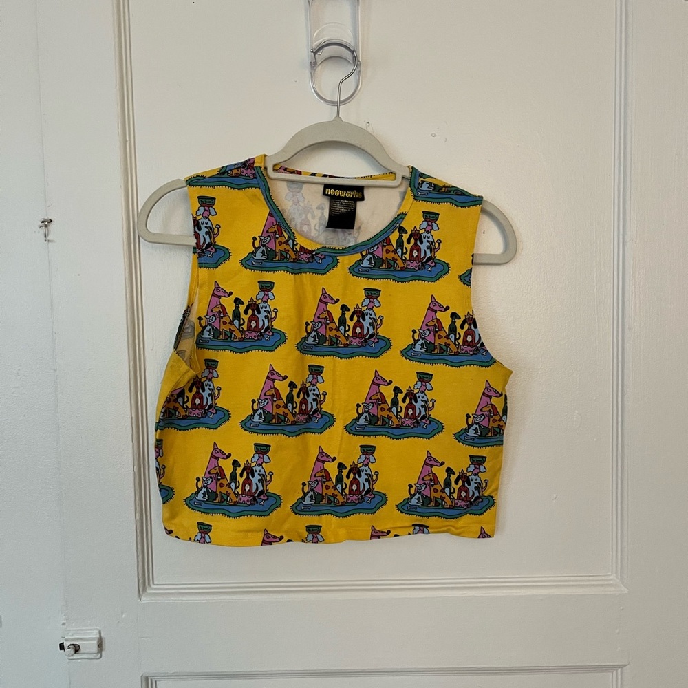 Nooworks Yellow Tank Top with Colorful Boat Print